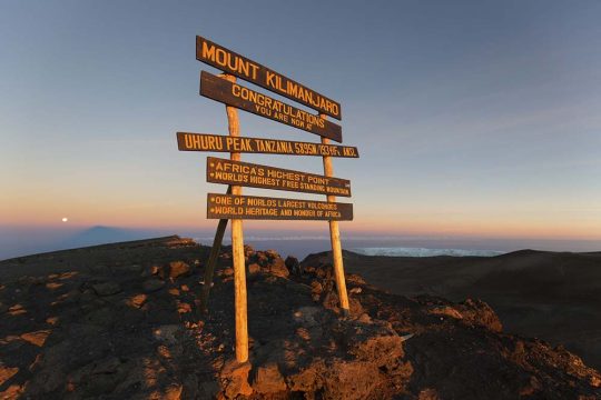51358023 - uhuru peak highest summit on mount kilimanjaro in tanzania, africa.