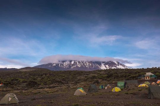 Kilimanjaro top view snows, the highest mountain in Africa